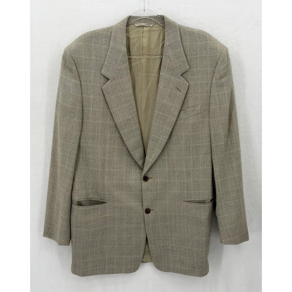 Canali Proposta Blazer Mens 52 US 42L Tan Check Wool Silk Suit Jacket Italy Luxe